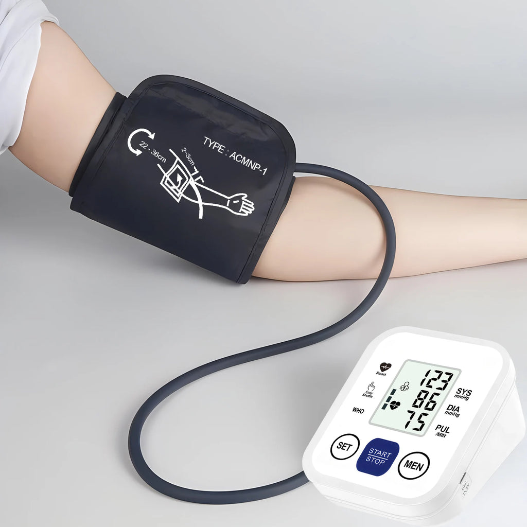 Upper Arm Digital Blood Pressure Monitor Automatic Home Medical BP Tensiometer Heart Rate Pulse Detector Large LCD Screen