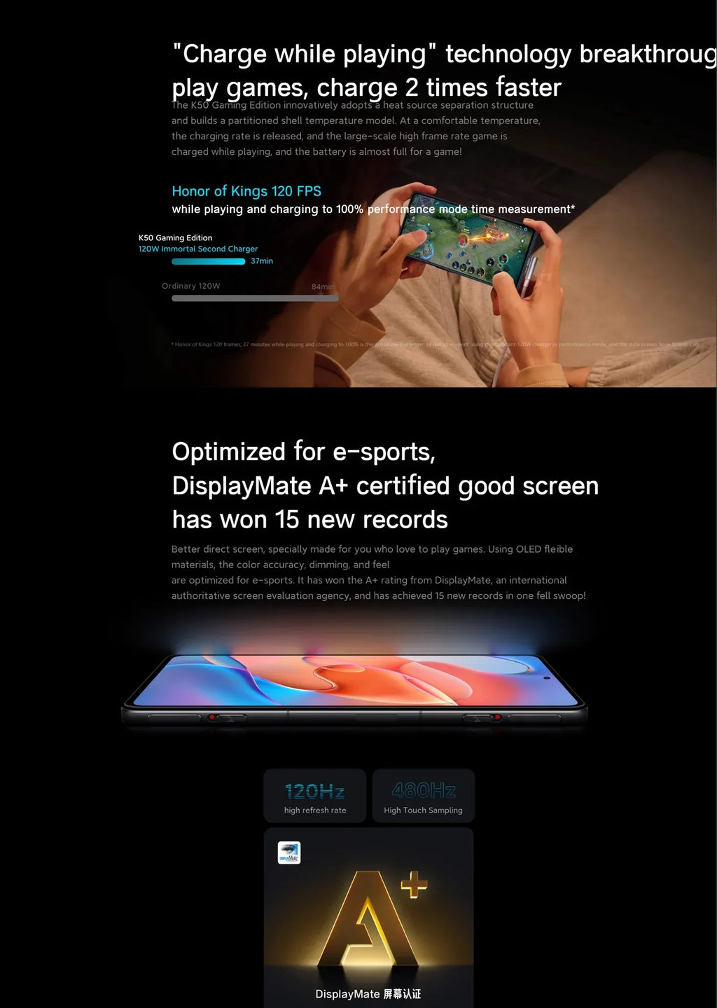 Redmi K50 Esports Version 5G ROM 128GB/256GB SmartPhone Android 6.67inch 2400x1080 Screen 64MP Rear Camera Used Phone