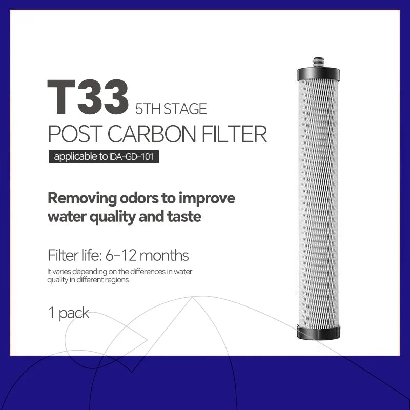T33 5th-stage post carbon filter replacement cartridge, single pack