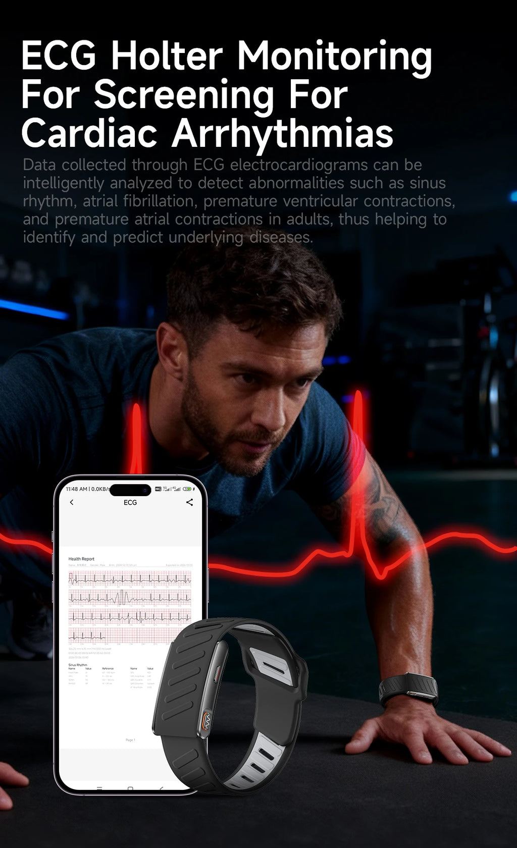 2026New Sport Fitness Tracker Smart Band Blood Oxygen Pressure Uric Acid Blood Lipid ECG Waterproof Smart Bracelet For Men Women