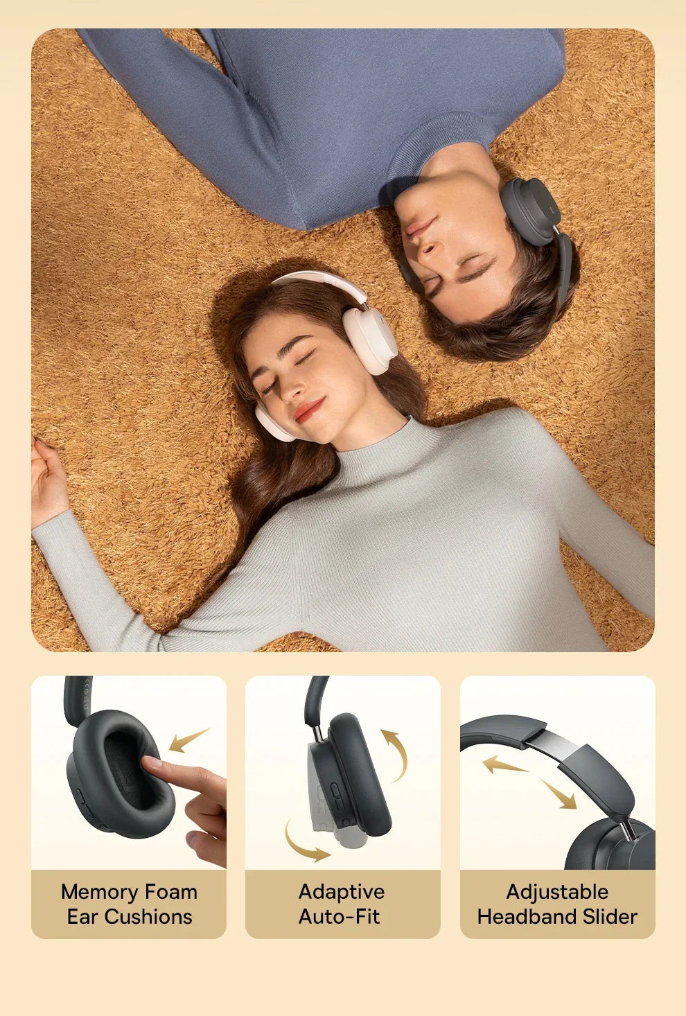 Wireless Bluetooth Headphones Over Ear 70H Playtime Tidesmit Tidesmit