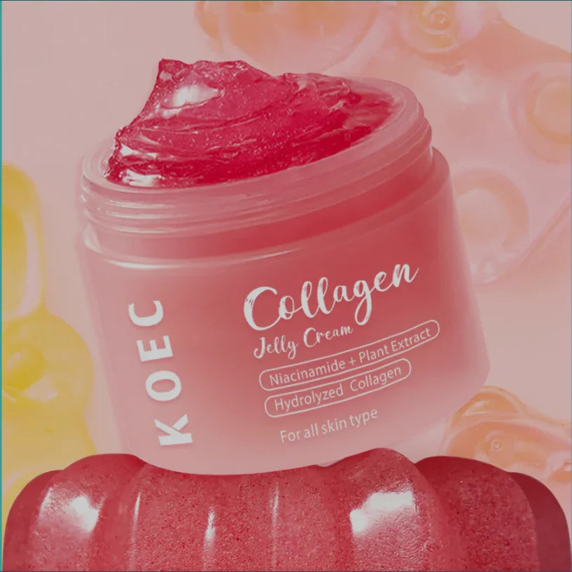 100ml KOEC Skincare Collagen Jelly Cream Hydrating Firming Smoothing Gel Hydrolyzed Collagen Niacinamide Squalane Plants Extract