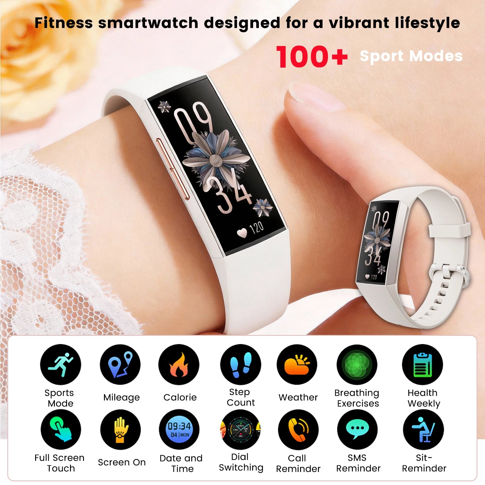 C81 Fitness Band, 1.1-inch AMOLED display smartwatch, IP68 water-resistant pedometer, suitable for both men and women.