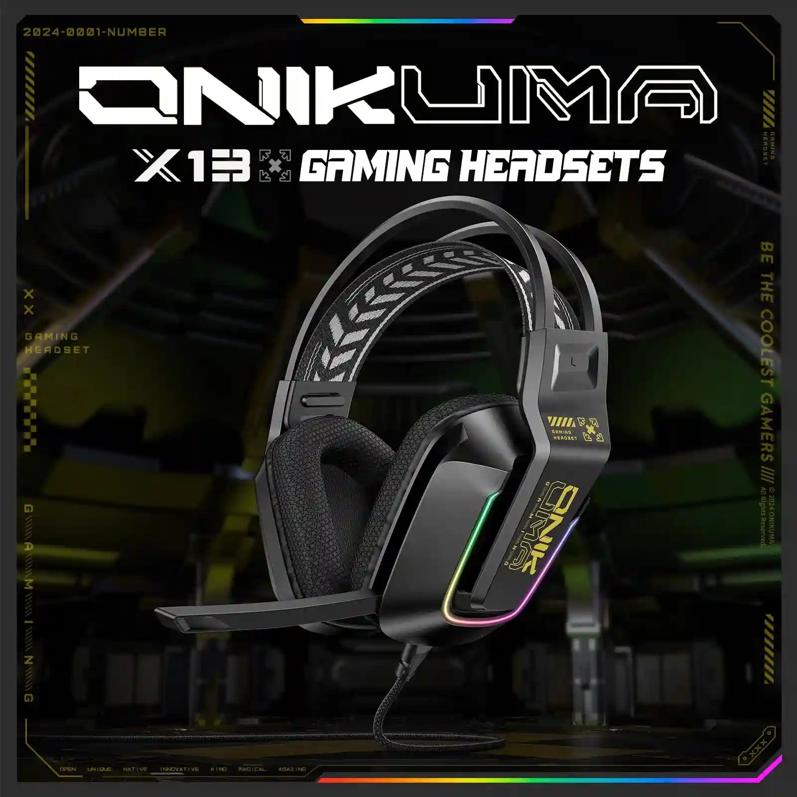 Gaming Headset with RGB Microphone - Wired Over-Ear PC Headset Tidesmit
