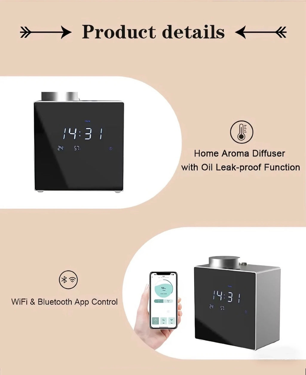 Smart Waterless Aroma Diffuser WIFI Bluetooth Control Essential Oil Diffuser Timer Function Professional Scent Machine For Home