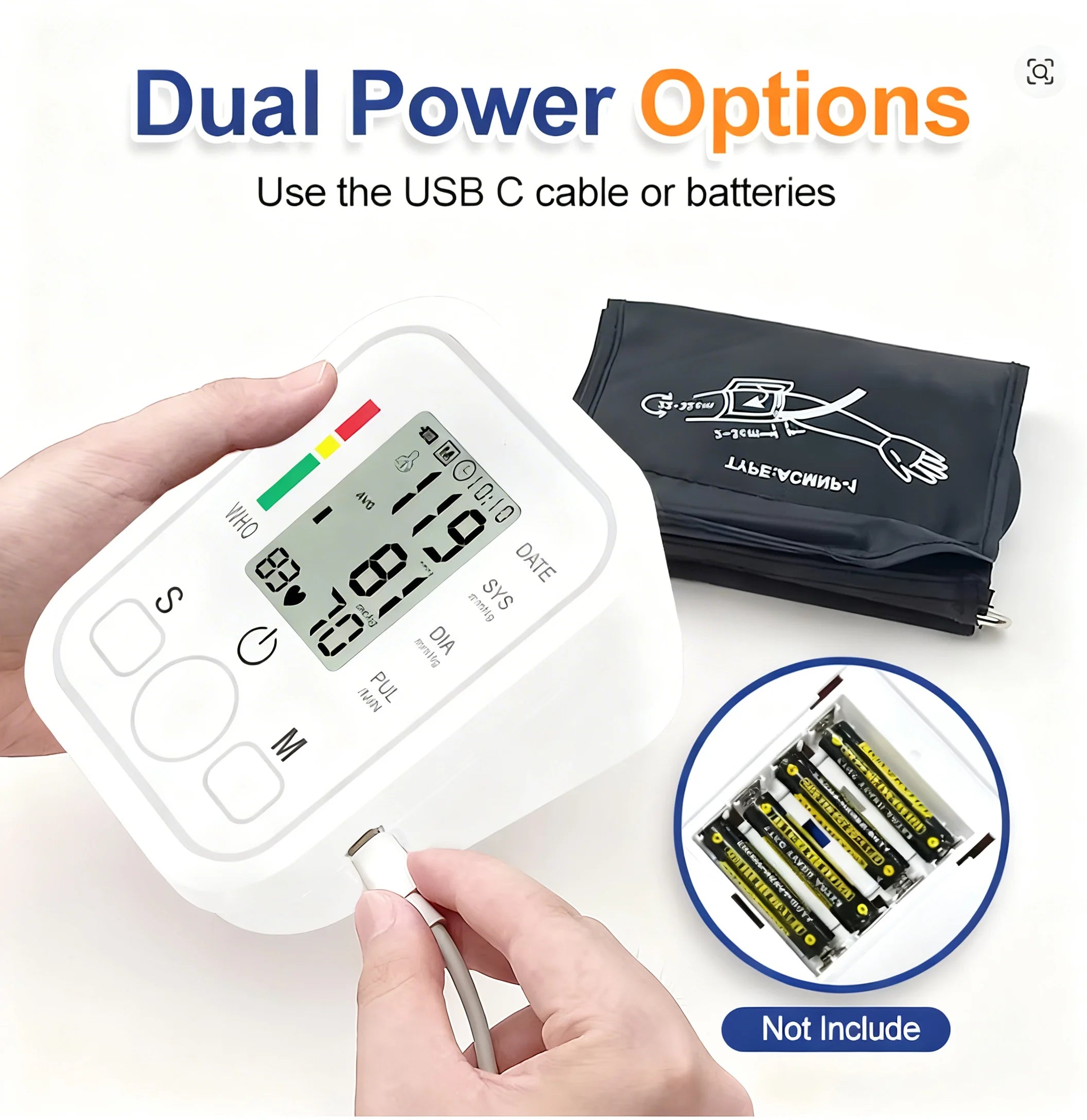 Digital Blood Pressure Monitor Upper Arm Cuff Home Use Automatic BP Tonometer Sensor Pulse Rate Meter Sphygmomanometer