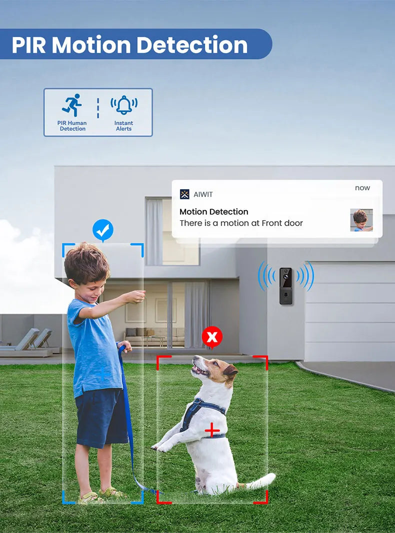 720P Aiwit APP WiFi Doorbell Low Consumption Battery Power Visual Door Peephole Video Eye Night PIR Home Security Doorviewer
