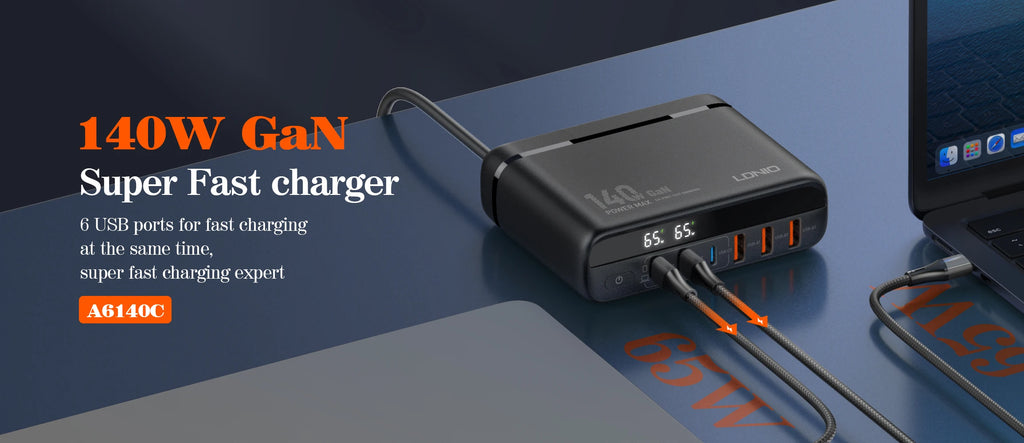 140W GaN USB-C Charger | Fast PD Adapter for Laptops & Mobile Devices Tidesmit
