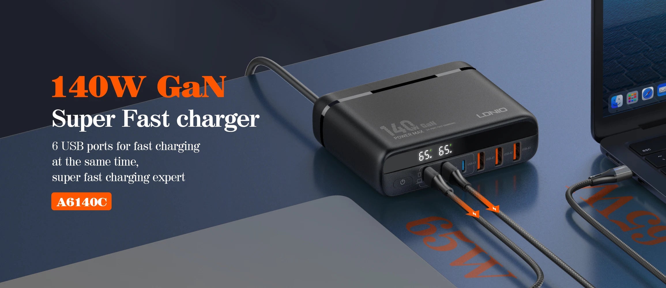 140W GaN USB-C Charger | Fast PD Adapter for Laptops & Mobile Devices Tidesmit