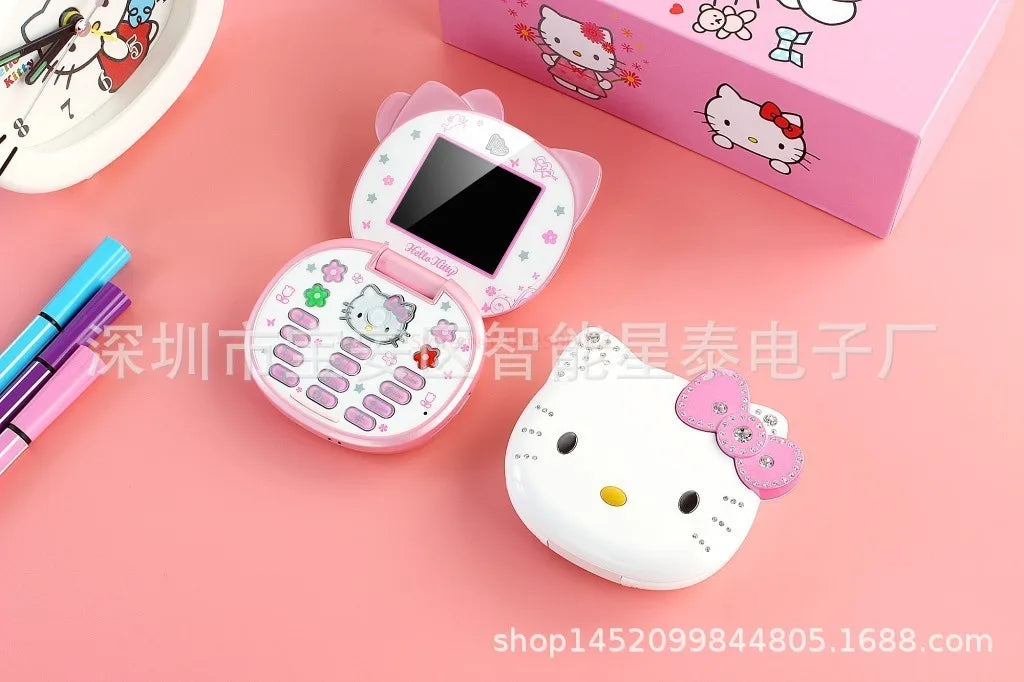 2024 Sanrio Hello Kitty Flip Phone Kawaii K688 Cartoon Taiml Cute Mini Phone Birthday Fashion Gift Toys Christmas For Anime Fans