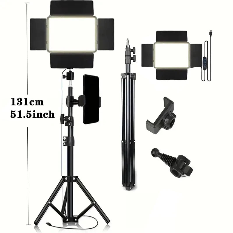 Square LED Ring Light with Adjustable Tripod - Studio Lighting Kit Tidesmit