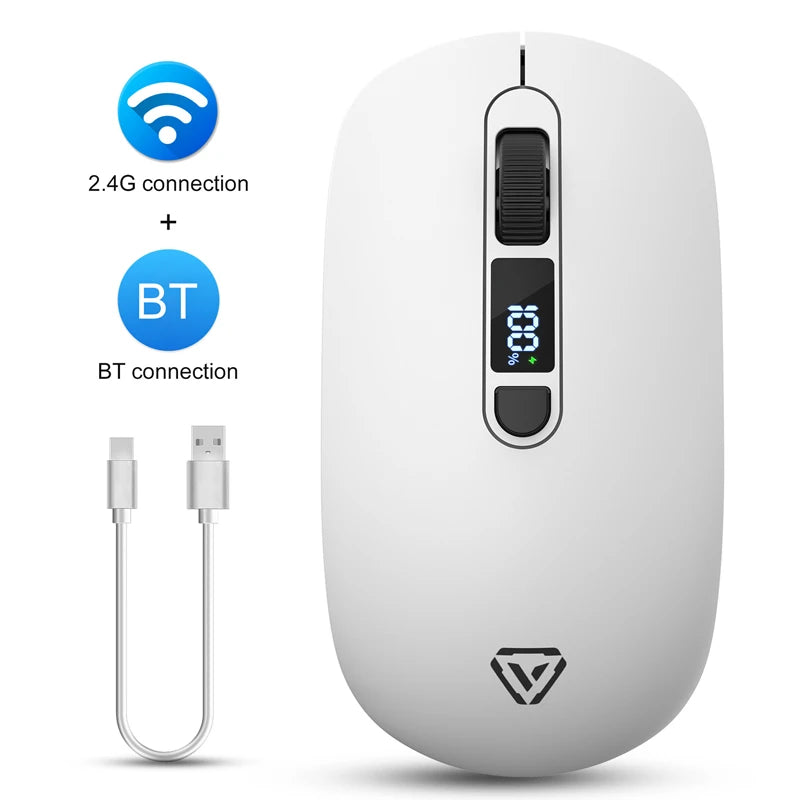 Wireless Mouse Bluetooth 2.4G With Smart Display Silent Portable Silent Click Mouse Rechargeable Office Computers Laptops 2026