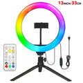 13 Inch RGB Ring Light with Tripod Stand - Adjustable LED Lighting WHITE Tidesmit