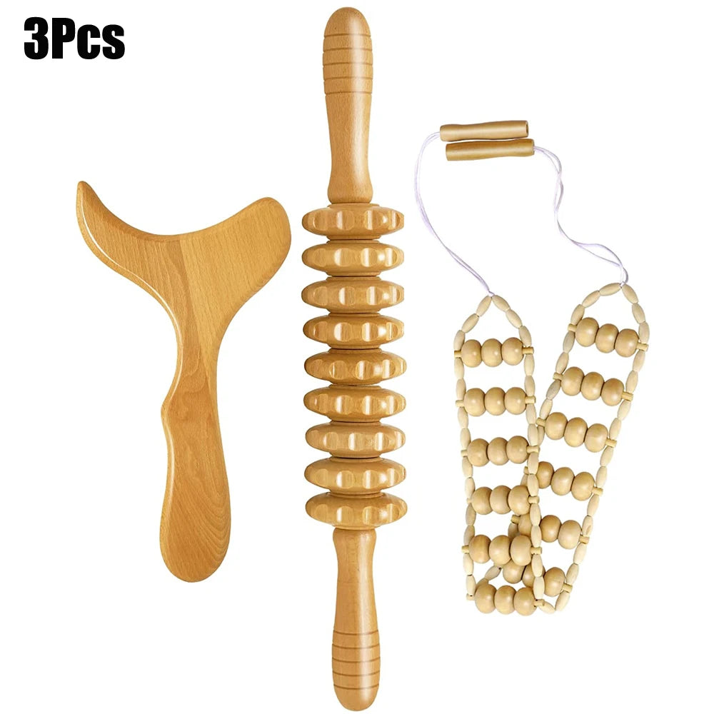 Wood Therapy Massage Tools for Lymphatic Drainage Body Sculpting Body Shaping Massage Equipment 3Pcs 1 Tidesmit