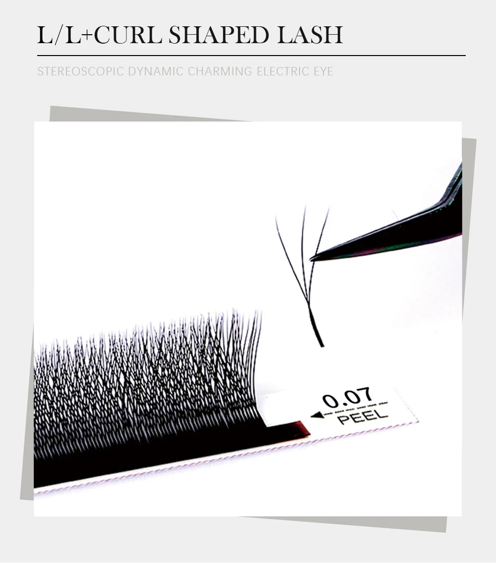 DeceMars L-curl M Curl YY 3D 4D 5D 6D Eyelash Extension 12 Lines for Makeup False Eyelashes Tidesmit