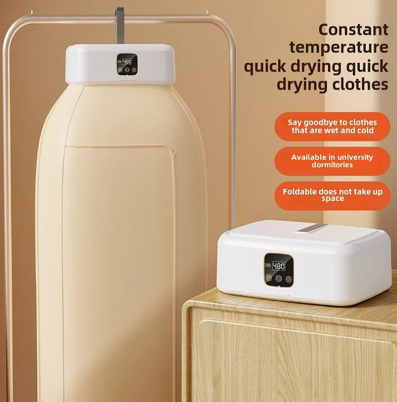 Tidesmit portable mini clothes dryer folding for efficient 360-degree hot air laundry drying of socks and underwear.