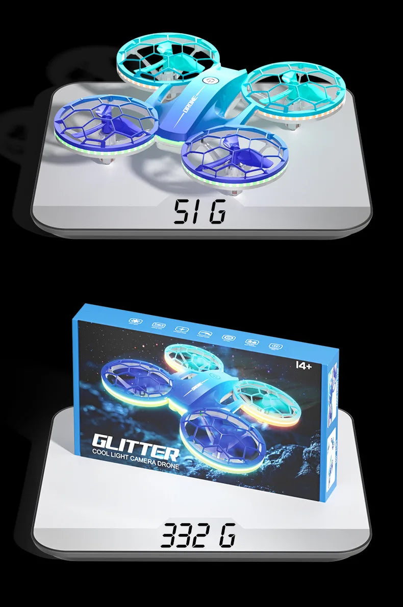 RC Stunt Drone for Kids with LED Lights - Durable Quadcopter Blue/Red/Violet Tidesmit