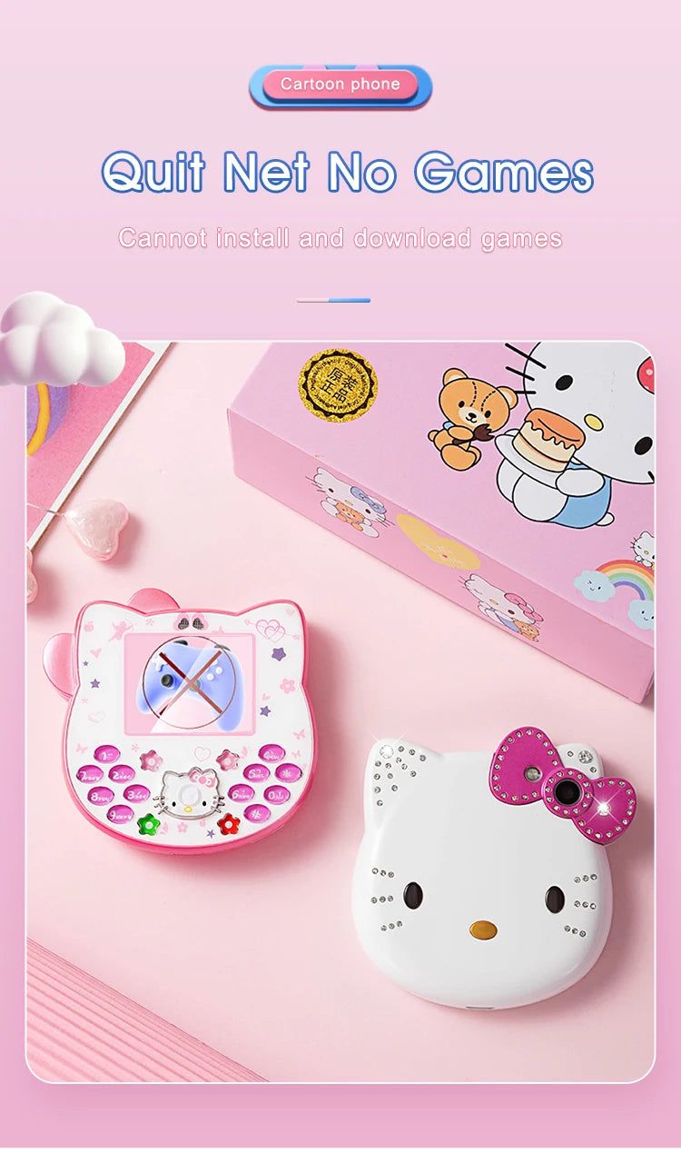 2024 Sanrio Hello Kitty Flip Phone Kawaii K688 Cartoon Taiml Cute Mini Phone Birthday Fashion Gift Toys Christmas For Anime Fans