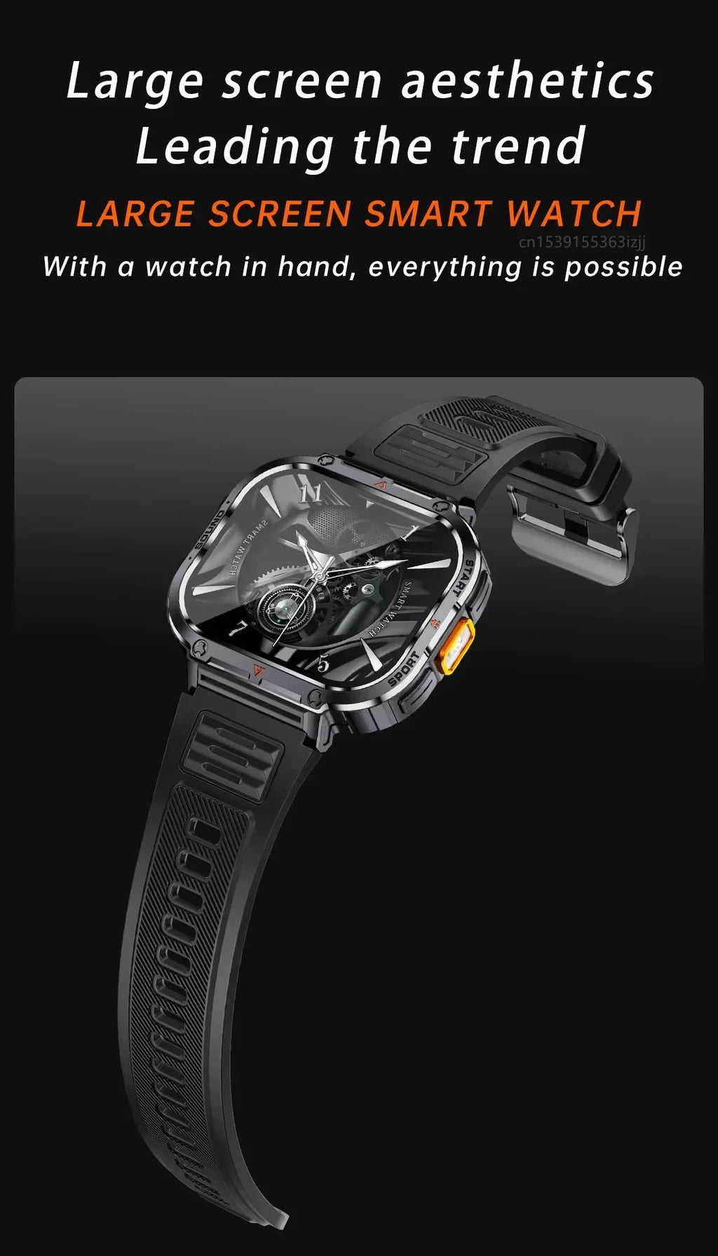 New Smart Watch Men LED Light Flashlight BT Call Music Player Sport Fitness Bracelet Calories Ultra Large Screen Smartwatch