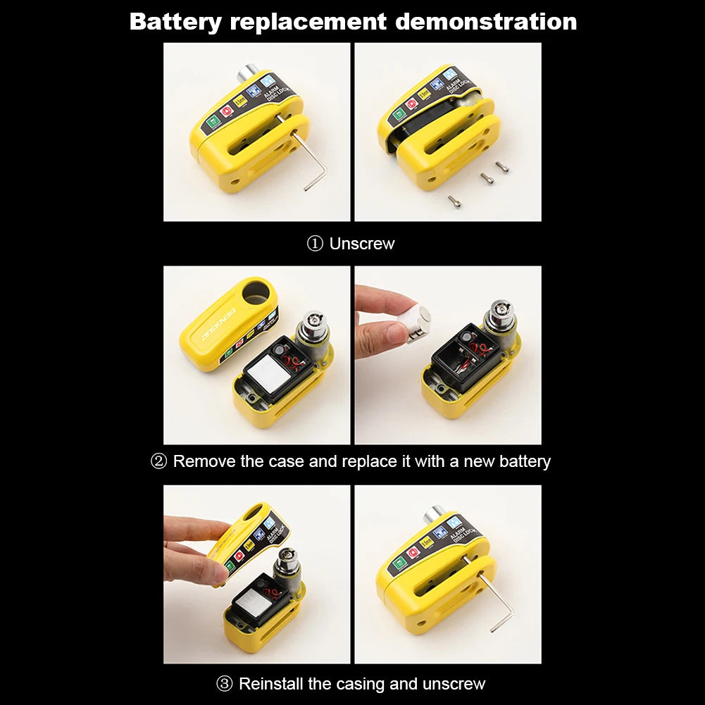 Motorcycle Alarm Wheel Disk Brake Lock with Keys Waterproof Bike Alarm Security Padlock Aluminum Alloy Bike Accessories