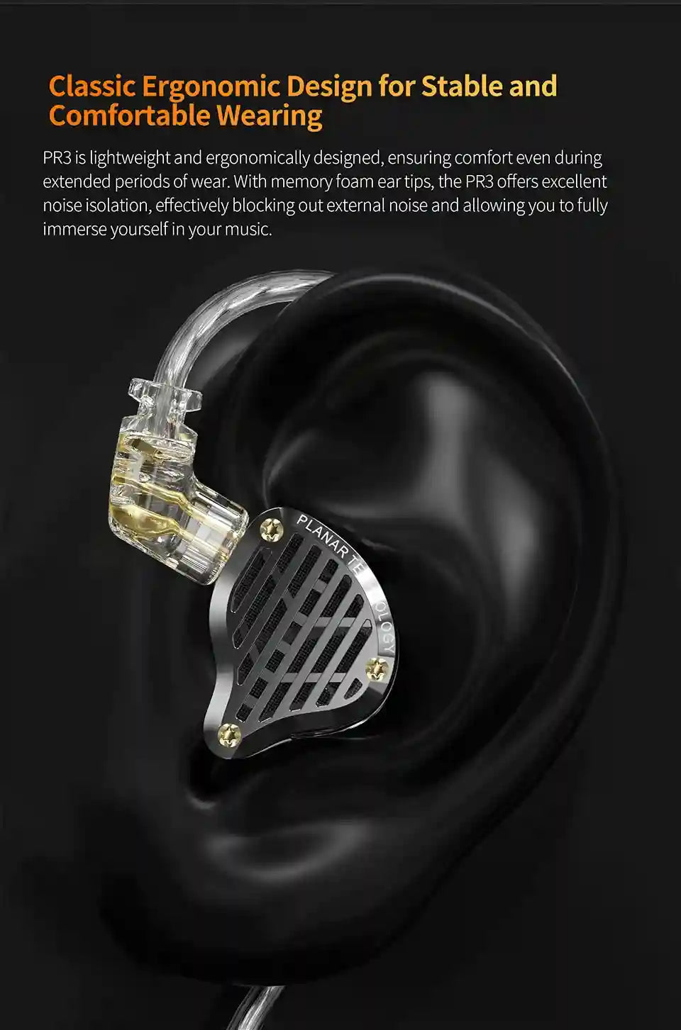 KZ PR3 Planar Magnetic IEMs - High-Fidelity Wired Studio Monitors Tidesmit
