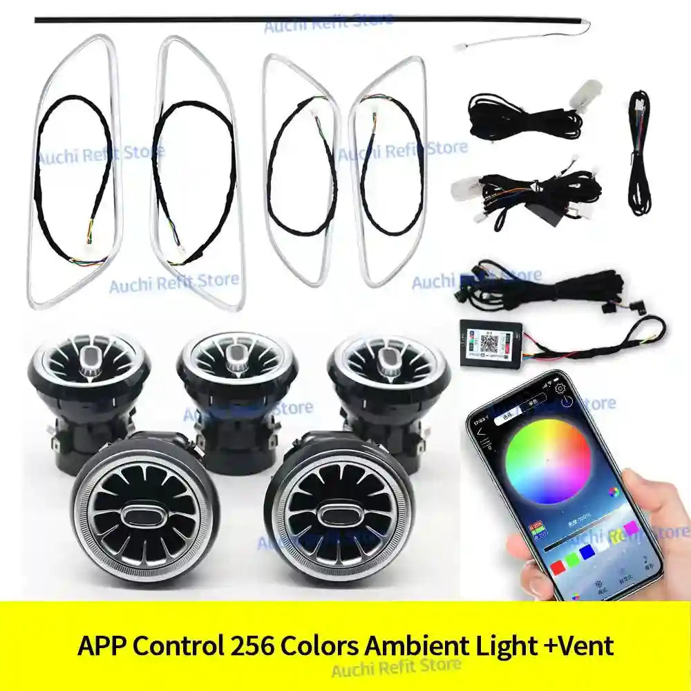 Mercedes-Benz LED Ambient Air Vent Kit - 12/256 Color RGB Interior Upgrade APP Suit 256 Colour CN Tidesmit