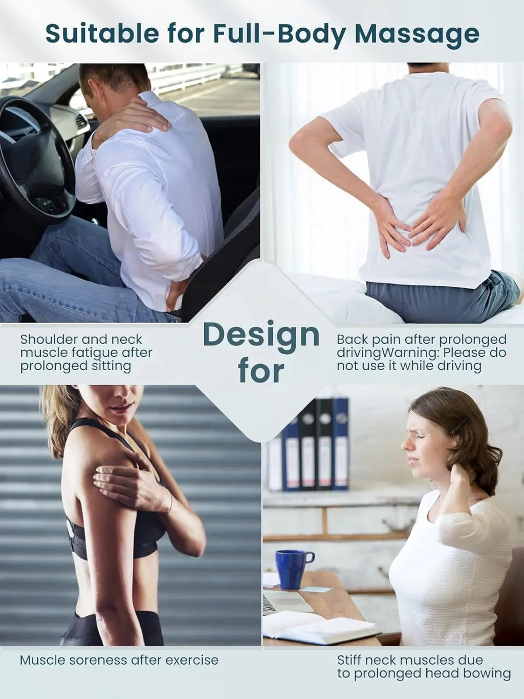 Shiatsu Neck and Shoulder Massager with Heat | Deep Tissue Relief Massage Cushion Tidesmit