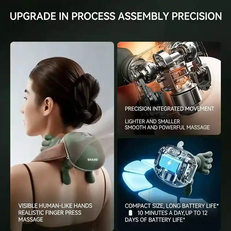Deep Tissue Neck and Shoulder Massager | Wireless Heat Therapy Device Massage Roller Tidesmit