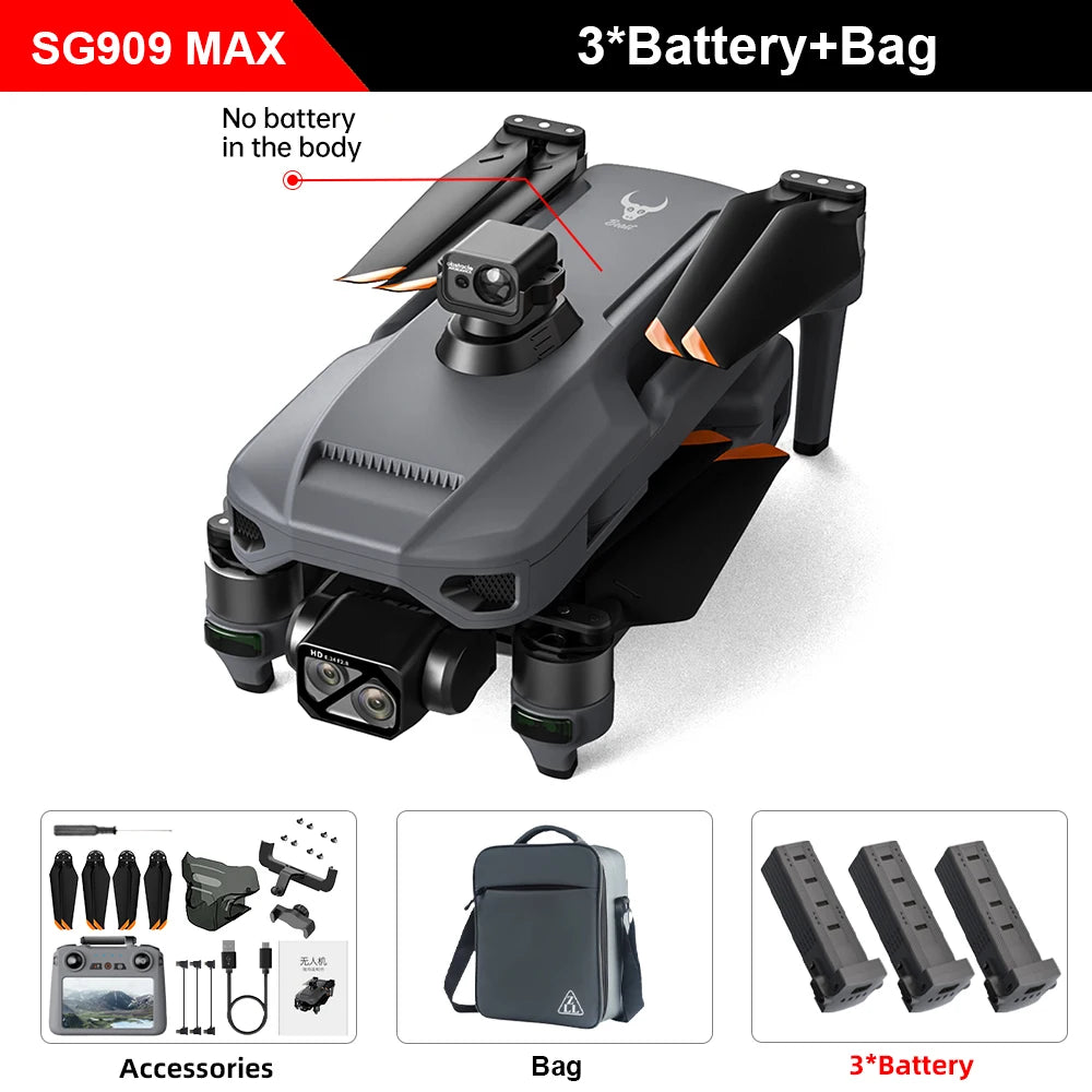 4K GPS Camera Drone with Obstacle Avoidance - Foldable SG909 MAX SG909 MAX 3B CB GERMANY Tidesmit