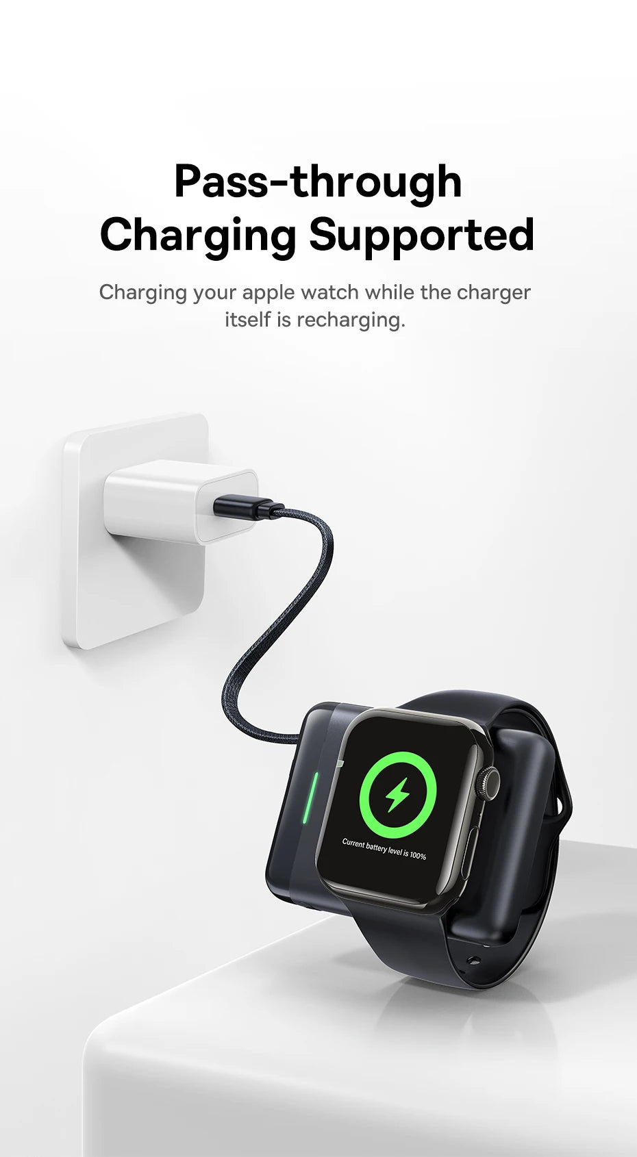 Magnetic Apple Watch Charger USB-C - Fast Qi Certified Portable Cable Tidesmit