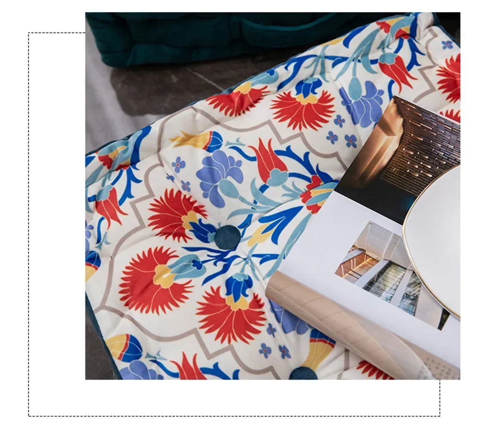 Bohemian Cushion Mandala Floor Seat Cushion Square Seat Velvet Yoga Pillow Japanese Tatami Mat for Reading Nook Party Decoration