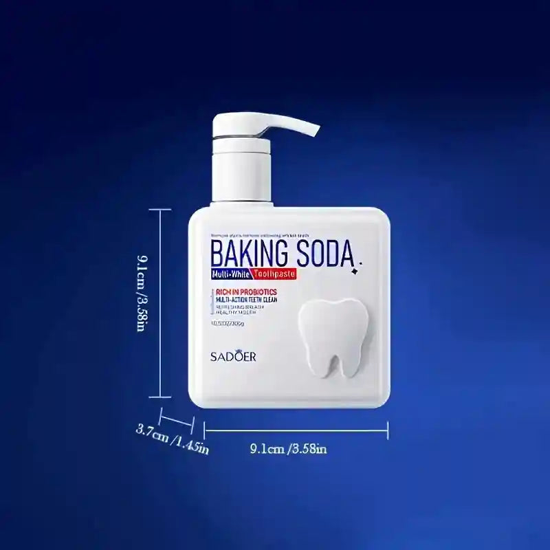 Tidesmit 300g Baking Soda Probiotic Pump Toothpaste for deep cleaning, teeth whitening, and brightening.