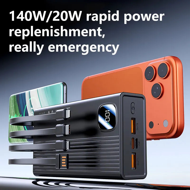 Portable Charger with 4-in-1 Cables - High Capacity Power Bank 50000mAh+ Tidesmit