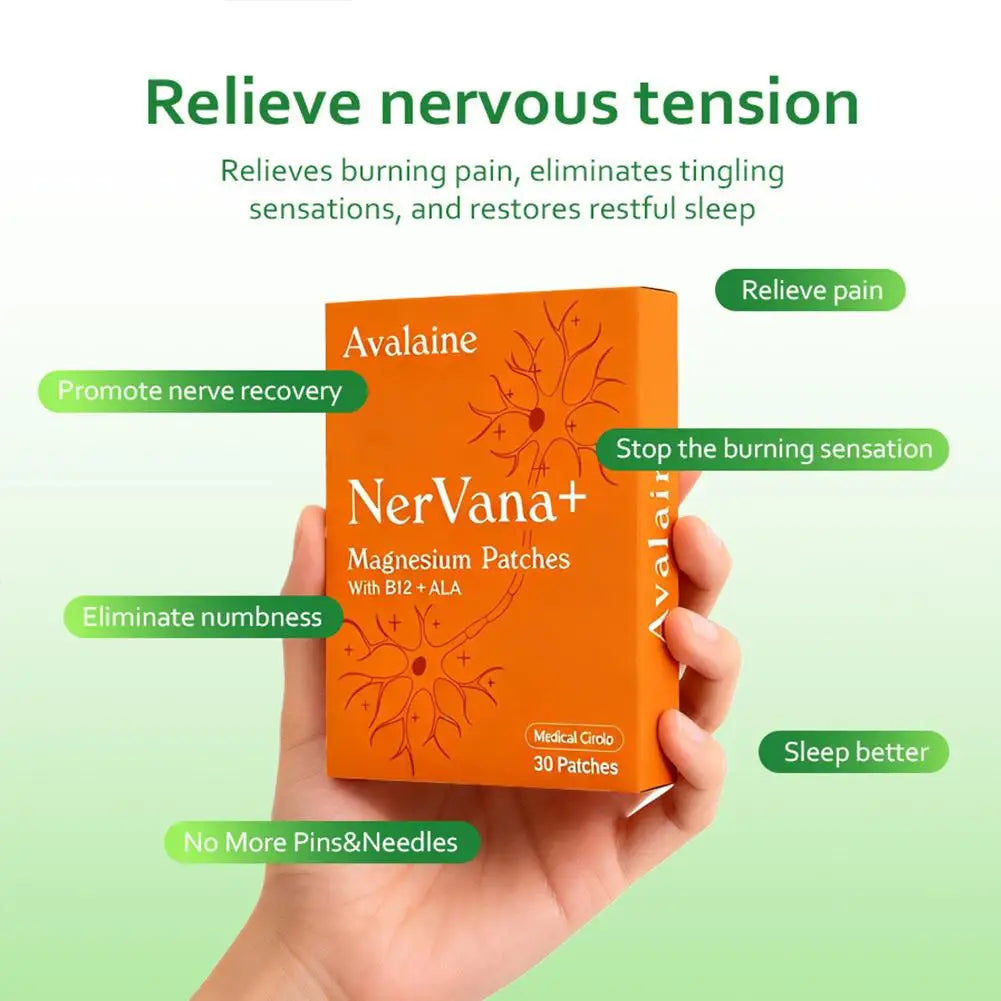 30pcs Avalaine NerVana+ Magnesium Patches with B12 & ALA – Natural Relaxation & Muscle Repair for Sensitive Skin
