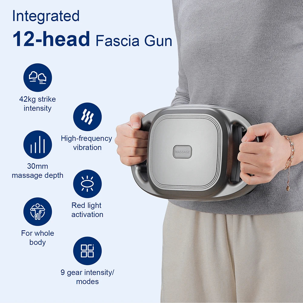 Deep Tissue Muscle Massage Gun | 12-Head Percussive Recovery Device Relaxation Treatment Tidesmit