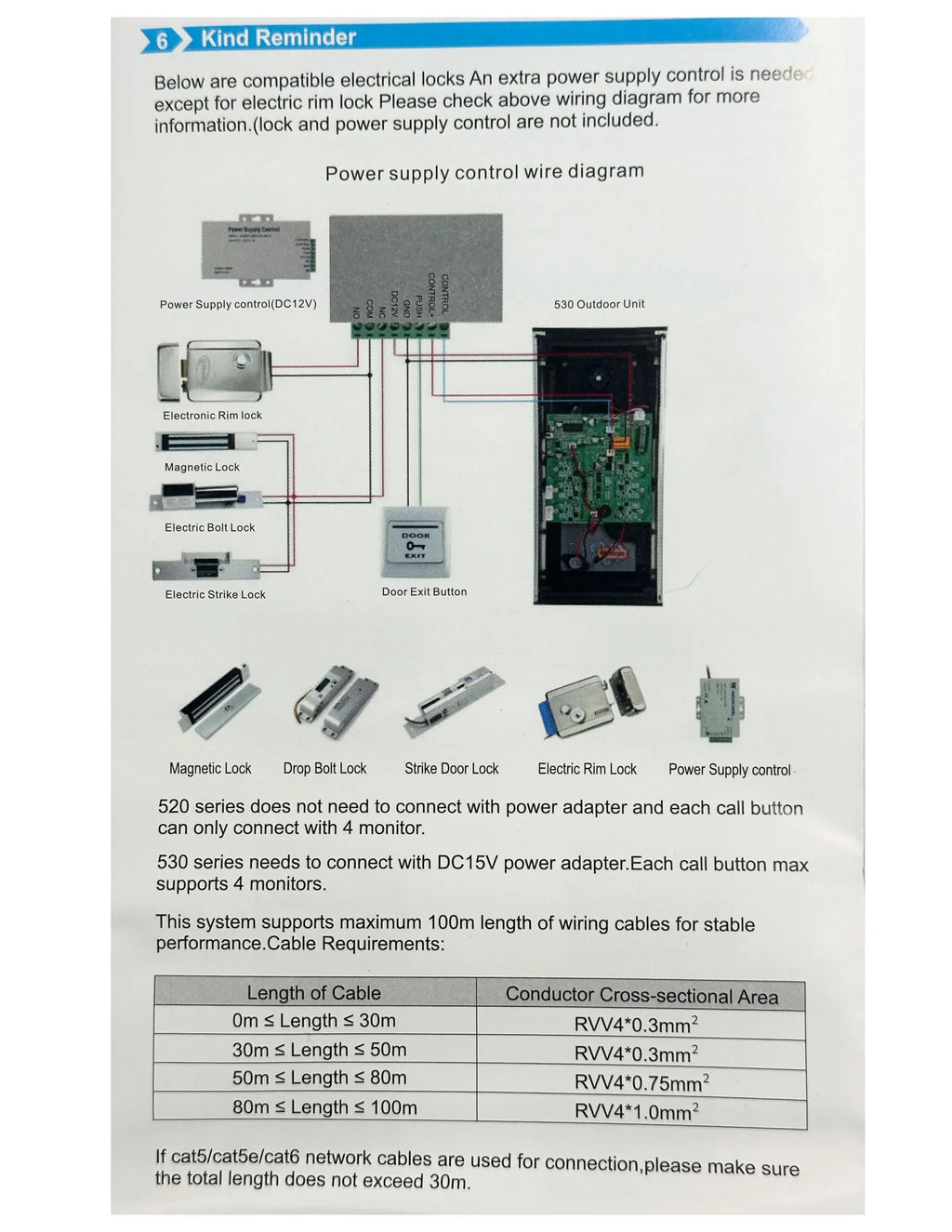 ANJIELO 7-inch 4-cable video door telephone system 2/3/4-unit multi-apartment intercom video doorbell with RFID card unlocking