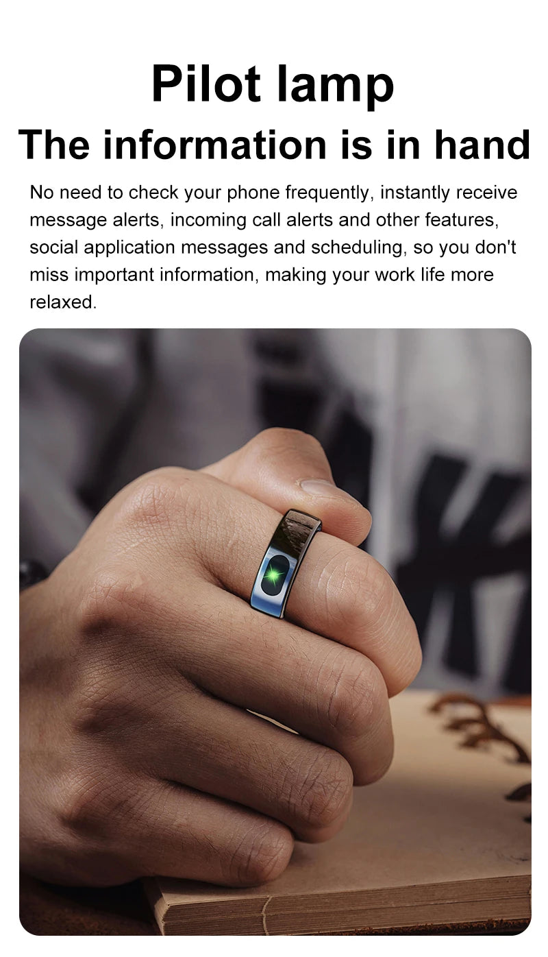 R08 Smart Ring with Charging Case Men Women Health and Sleep Monitor Heart Rate Monitoring 5ATM Waterproof Multi Sport Mode