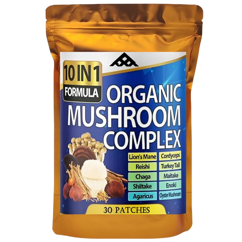 30 Patches 10 In 1 Mushroom Complex Transdermal Patches Lions Mane, Reishi And Cordyceps For Memory Natural Energy Stress Relief
