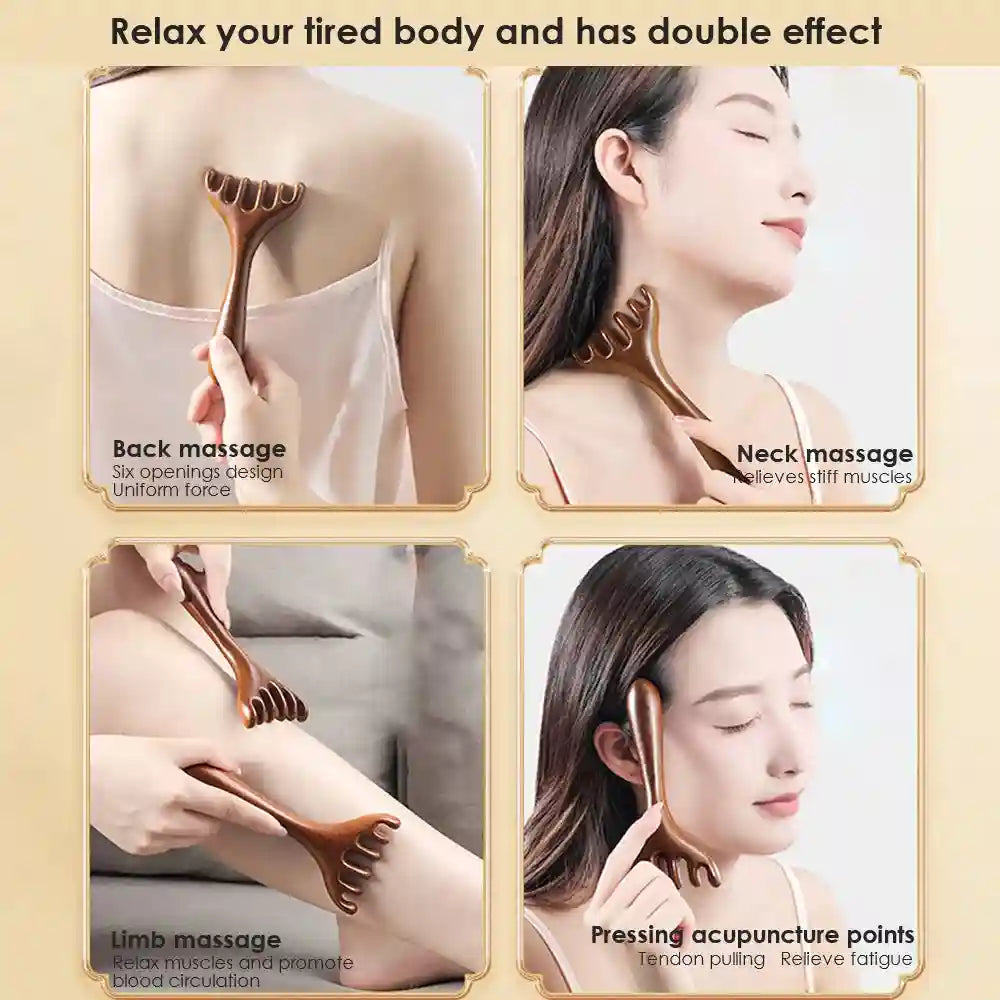 Sandalwood Facial Meridian Comb for Lymphatic Drainage | Tidesmit Massage Roller Tidesmit