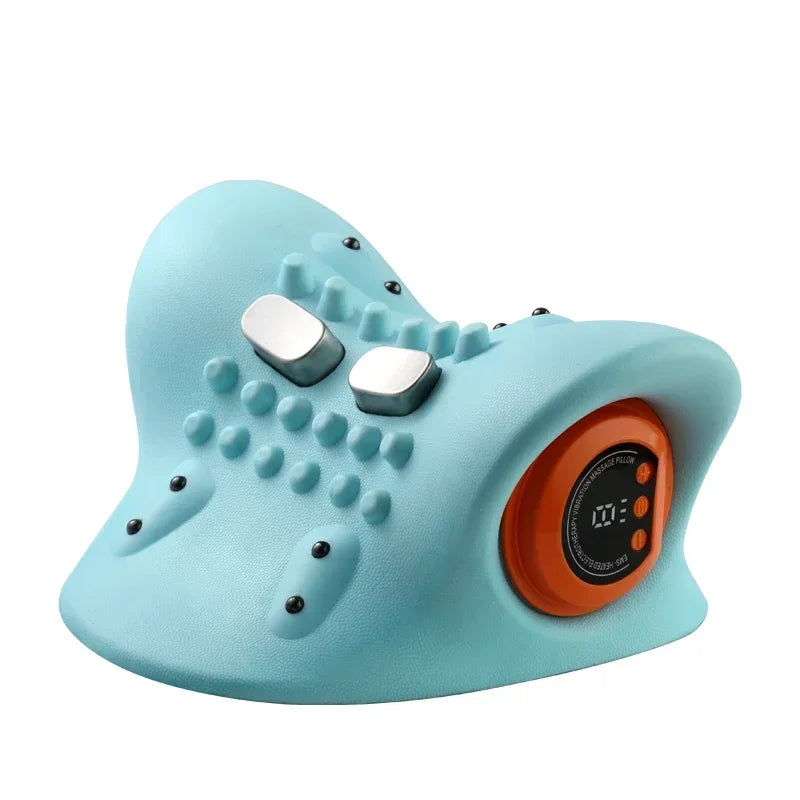 Electric Neck Massager with Heat Therapy - Blue Rechargeable Relief Massage Cushion Blue Tidesmit