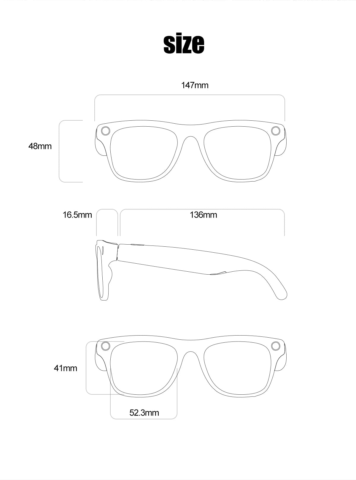Tidesmit Smart Glasses with Camera, Bluetooth Audio and Voice Control Tidesmit