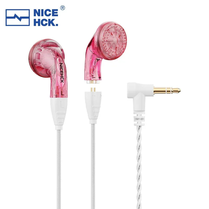 HiFi Wired Earbuds, 14.8mm Dynamic Driver, Detachable Cable - Tidesmit Pink No Mic Tidesmit