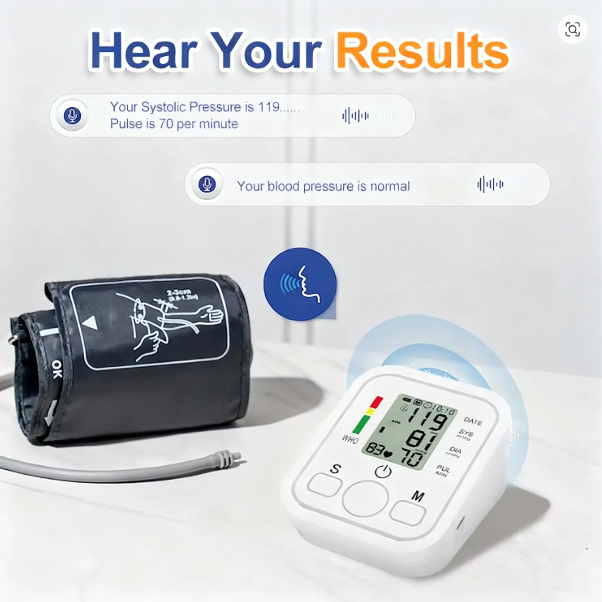 Hublizer Blood Pressure Monitor Digital Sphygmomanometer Automatic Tensiometer Tonometer Home Medical Use Heart Rate Pulse Meter