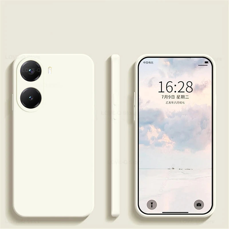 Poco X7 Pro Liquid Silicone Case: Shock-Absorbing Slim Fit Cover Cream White Tidesmit