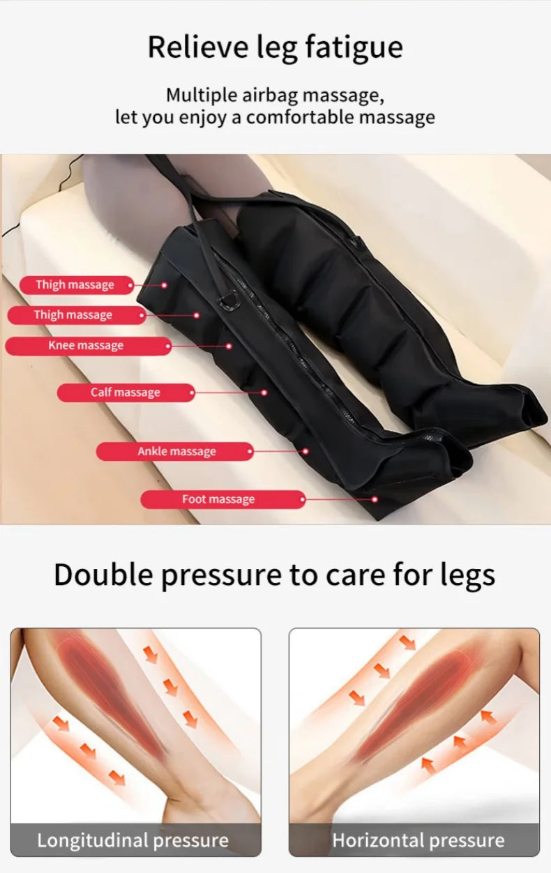 Air Pressure Leg Massager with Heat Therapy & Deep Tissue Relief Back Massage Instrument Tidesmit