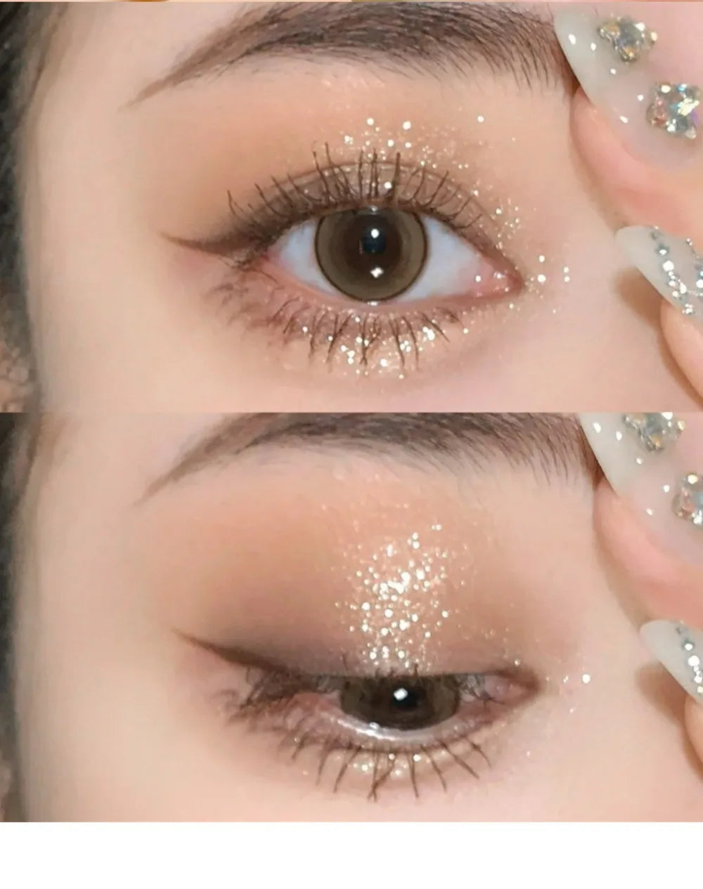 Tidesmit monochrome glitter eyeshadow and shimmering highlighter powder texture close-up for waterproof face makeup