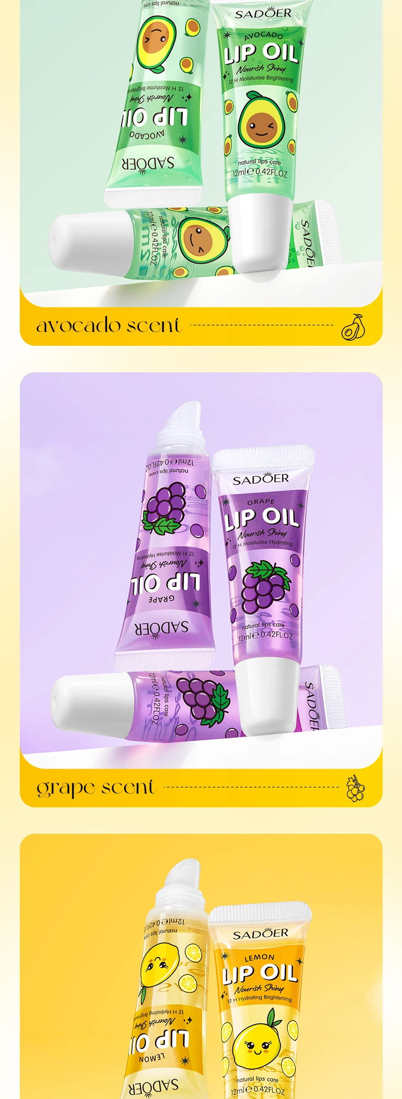 Crystal Jelly Lip Oil Set - Hydrating 3-Piece Lip Treatment Lip Care Tidesmit