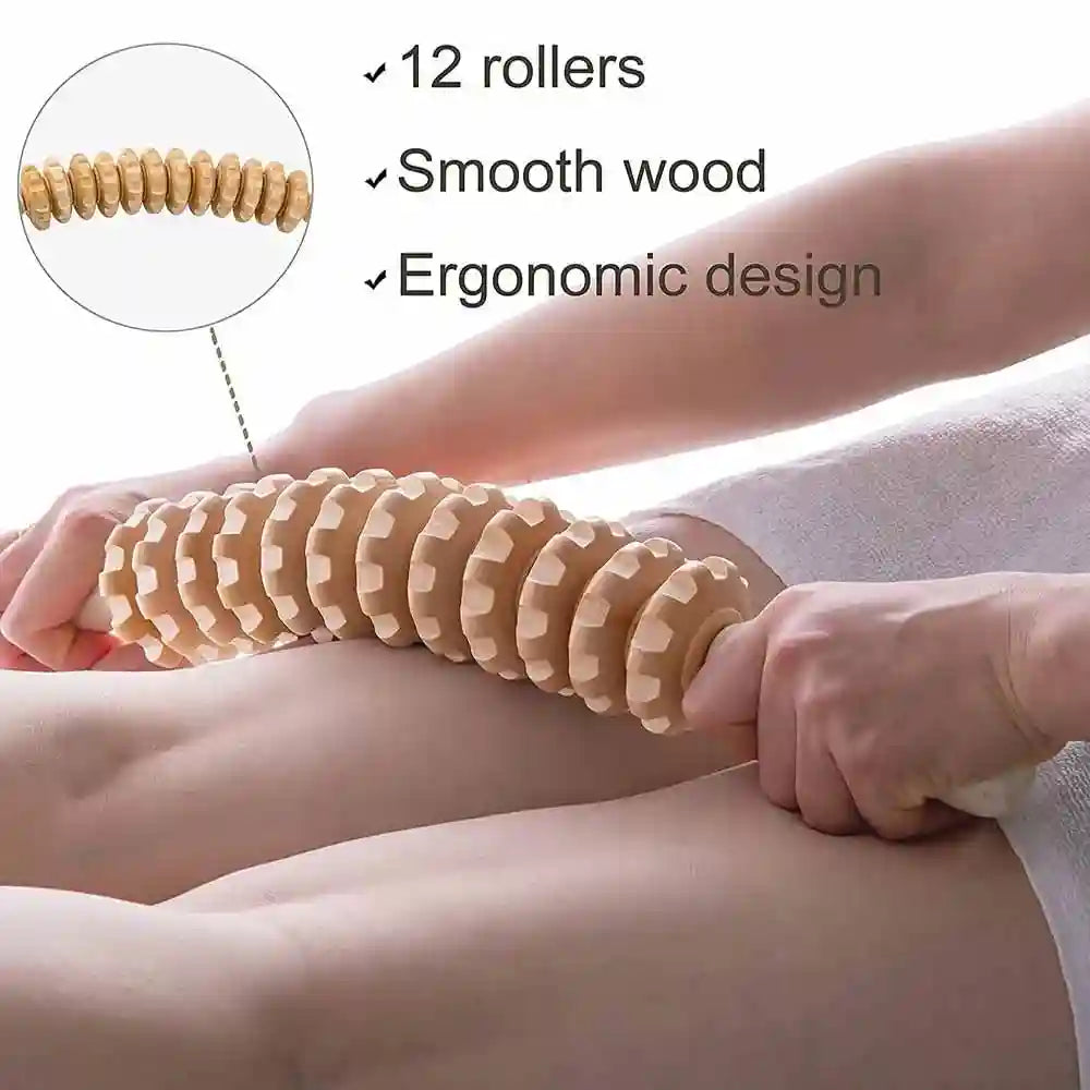 Wood Therapy Massage Roller for Lymphatic Drainage | 12 Rollers Eye Massage Instrument Tidesmit