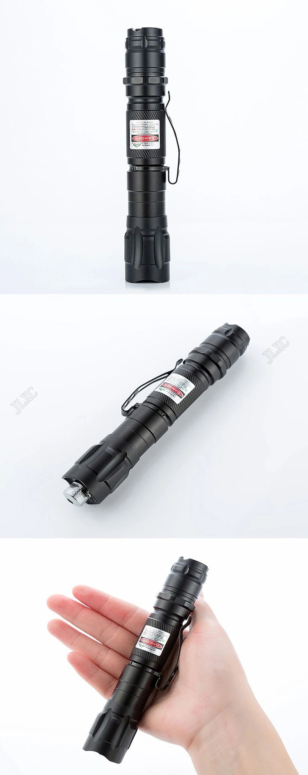 Black metal green laser pointer for cats. Adjustable laser pen toy for interactive pet exercise and training.