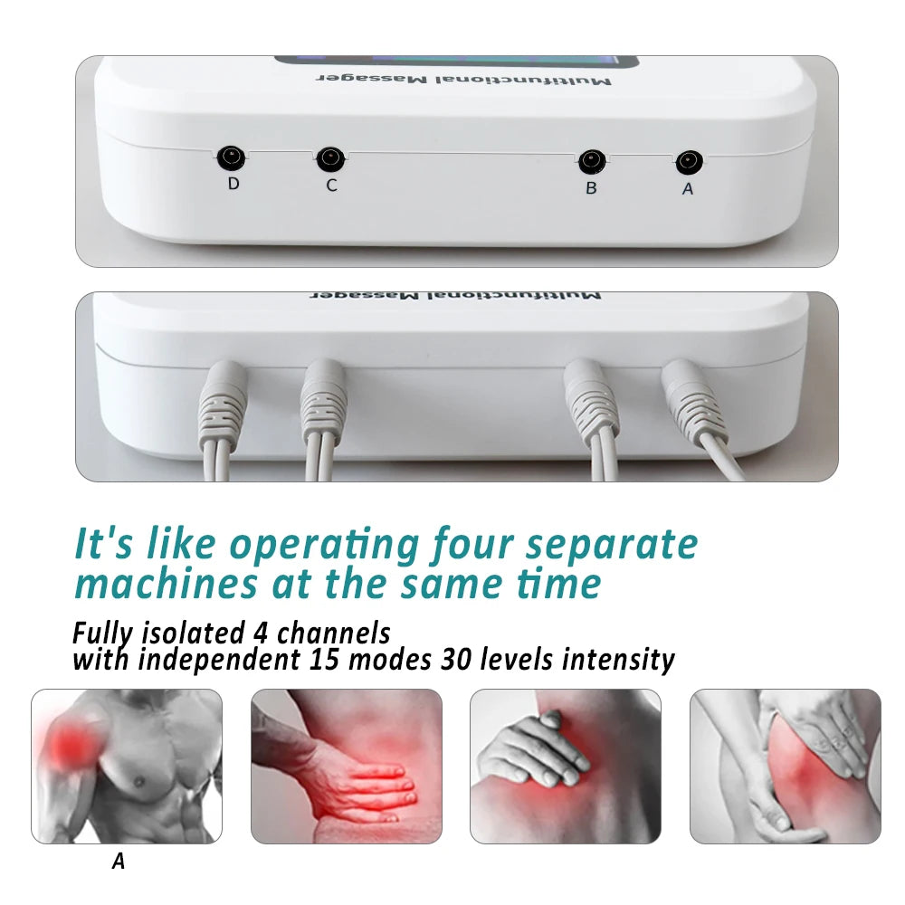 TENS EMS Muscle Stimulator with 30 Intensity Levels and 8 Pads Relaxation Treatment Tidesmit